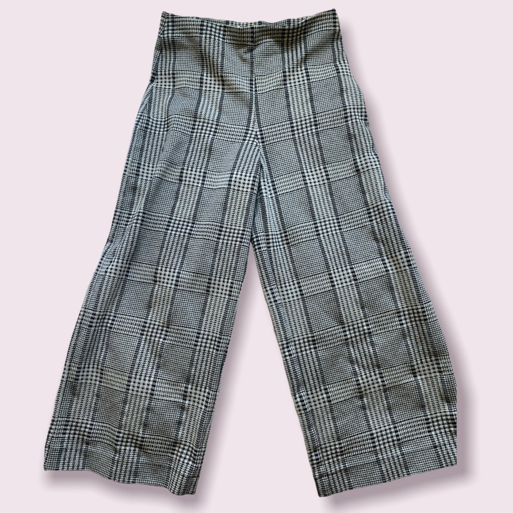 H&M plaid cropped flare pants